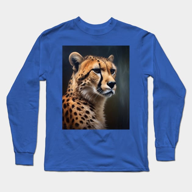 Oil Paint Hyperrealism, Amazing Zoo Cheetah Long Sleeve T-Shirt by ABART BY ALEXST 